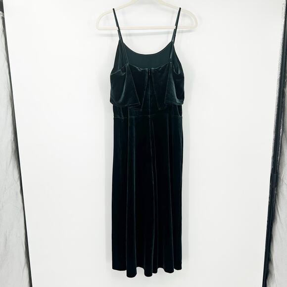 Ali & Jay Womens Party Hustle Culotte Velvet Crop Wide Leg Jumpsuit Size L Green - Picture 9 of 9